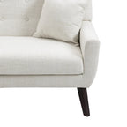 Causeuse capitonnée en lin gris / beige / jaune – 2 places