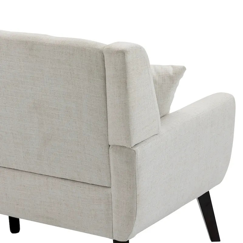 Causeuse capitonnée en lin gris / beige / jaune – 2 places