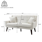 Causeuse capitonnée en lin gris / beige / jaune – 2 places