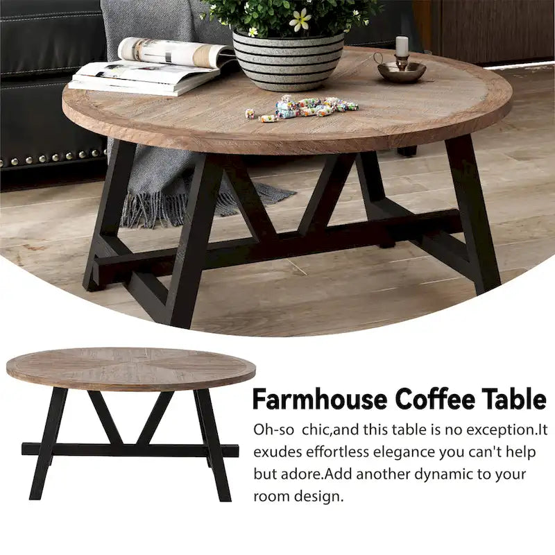 Marron et noir, pied géométrique/en croix/en demi-lune, table d'appoint/table basse/console, pour 1 personne