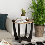 Marron et noir, pied géométrique/en croix/en demi-lune, table d'appoint/table basse/console, pour 1 personne