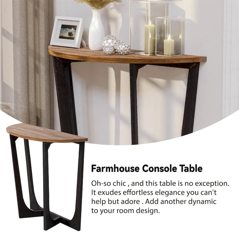 Marron et noir, pied géométrique/en croix/en demi-lune, table d'appoint/table basse/console, pour 1 personne