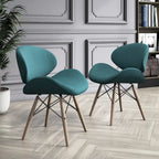 Fauteuil d'appoint Mid-Century – Beige / Gris Foncé / Bleu Canard, Cuir reconstitué, 1 à 2 places