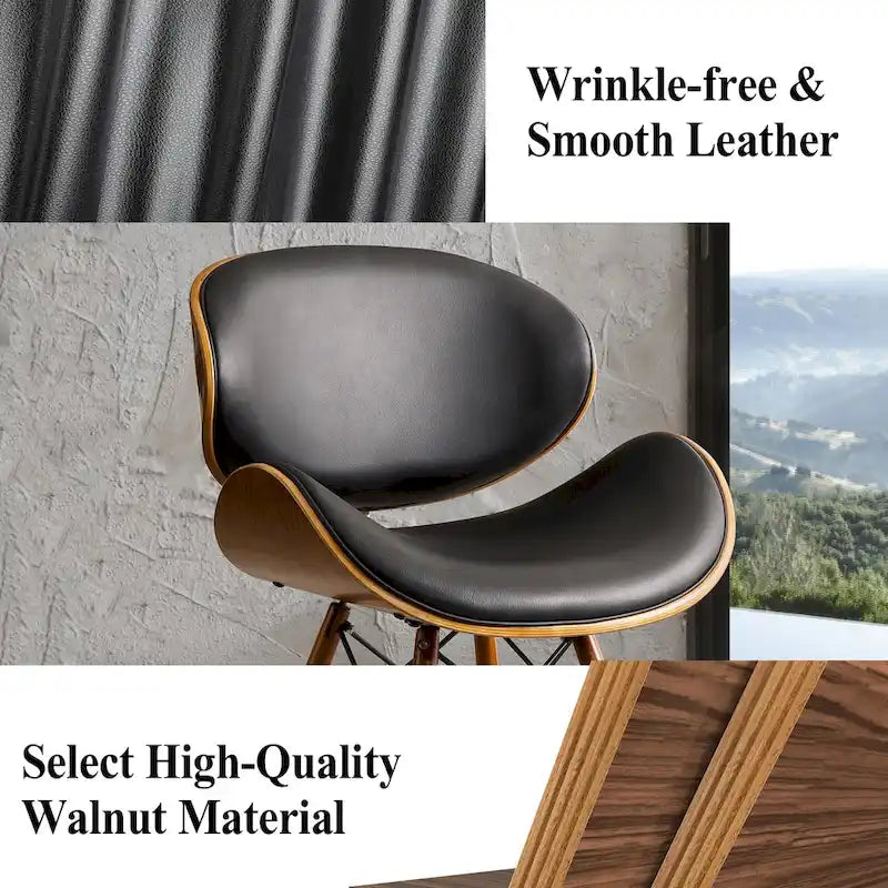 Fauteuil d'appoint Mid-Century – Beige / Gris Foncé / Bleu Canard, Cuir reconstitué, 1 à 2 places