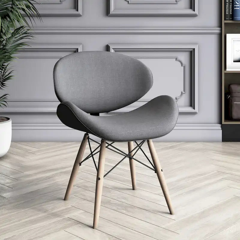 Fauteuil d'appoint Mid-Century – Beige / Gris Foncé / Bleu Canard, Cuir reconstitué, 1 à 2 places