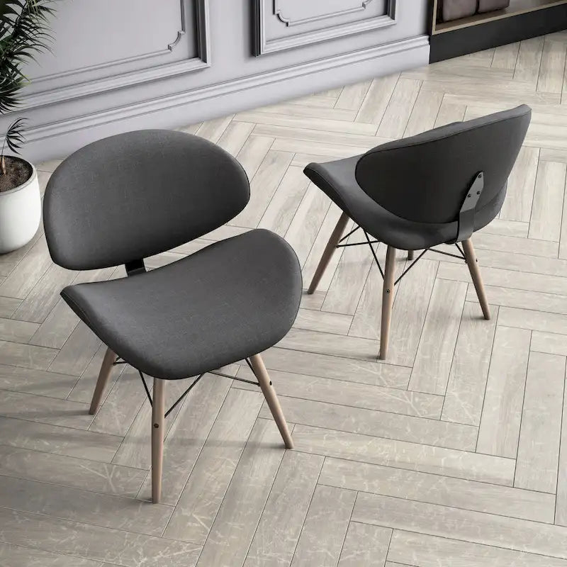 Fauteuil d'appoint Mid-Century – Beige / Gris Foncé / Bleu Canard, Cuir reconstitué, 1 à 2 places