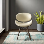 Fauteuil d'appoint Mid-Century – Beige / Gris Foncé / Bleu Canard, Cuir reconstitué, 1 à 2 places