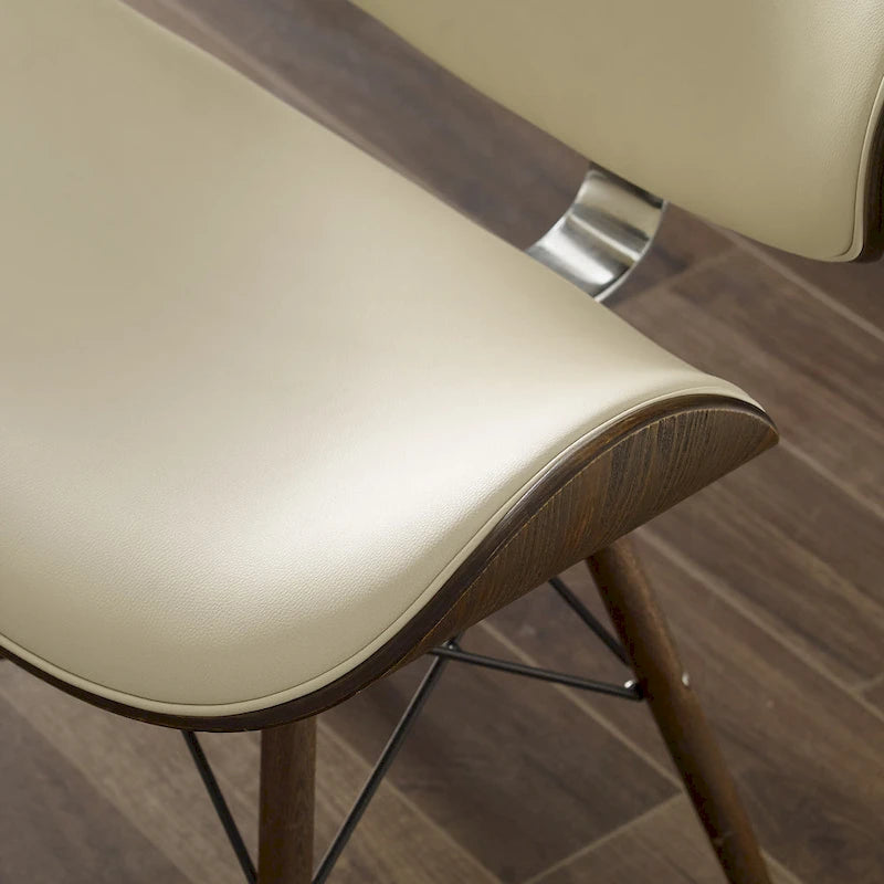 Fauteuil d'appoint Mid-Century – Beige / Gris Foncé / Bleu Canard, Cuir reconstitué, 1 à 2 places