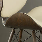 Fauteuil d'appoint Mid-Century – Beige / Gris Foncé / Bleu Canard, Cuir reconstitué, 1 à 2 places