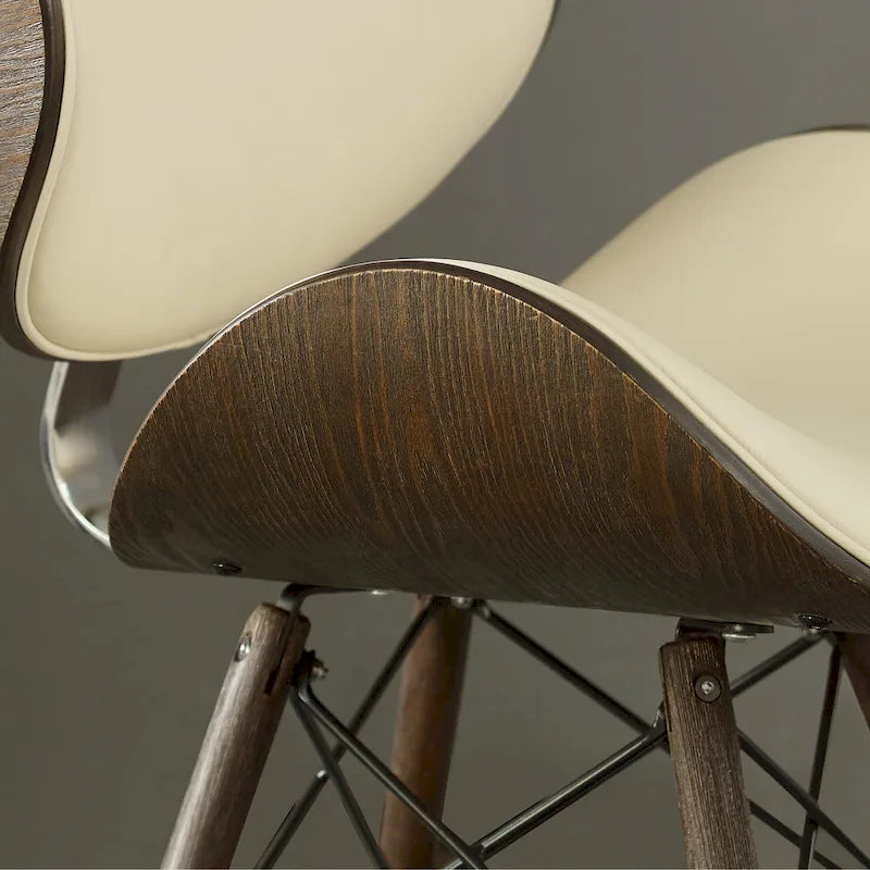 Fauteuil d'appoint Mid-Century – Beige / Gris Foncé / Bleu Canard, Cuir reconstitué, 1 à 2 places