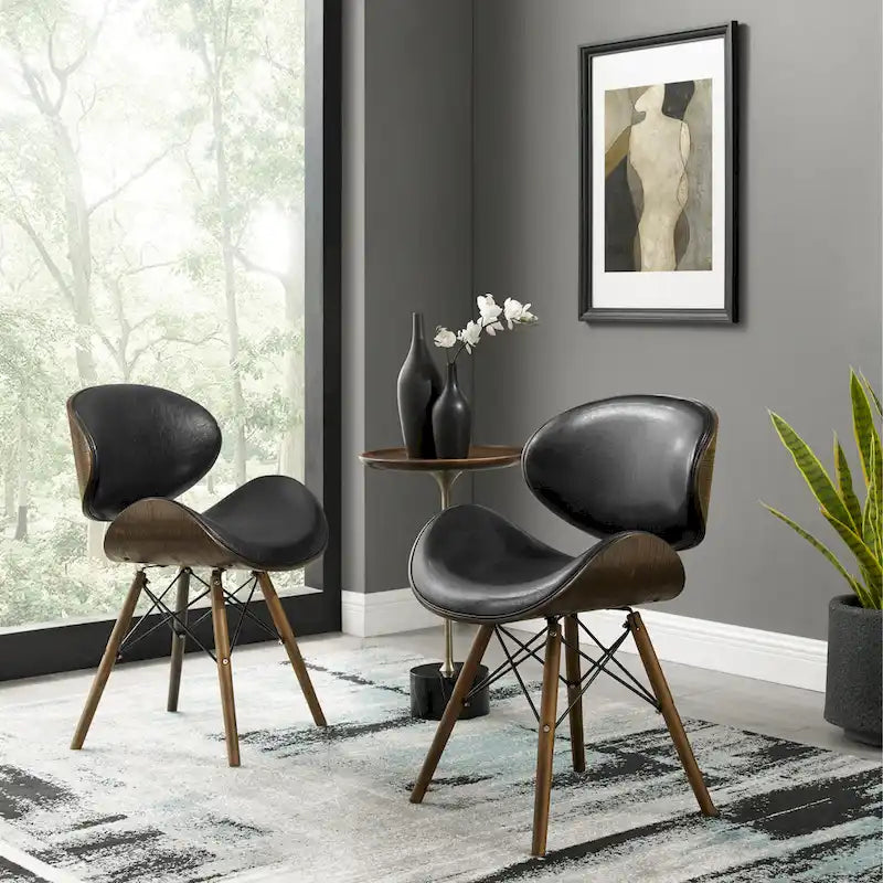 Fauteuil d'appoint Mid-Century – Beige / Gris Foncé / Bleu Canard, Cuir reconstitué, 1 à 2 places