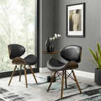 Fauteuil d'appoint Mid-Century – Beige / Gris Foncé / Bleu Canard, Cuir reconstitué, 1 à 2 places