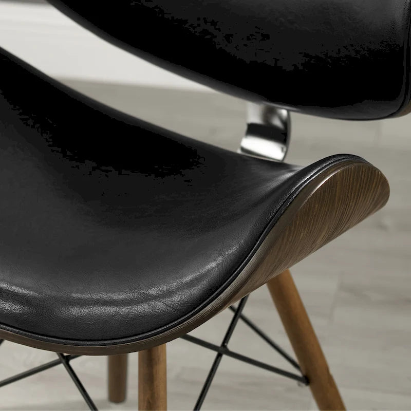 Fauteuil d'appoint Mid-Century – Beige / Gris Foncé / Bleu Canard, Cuir reconstitué, 1 à 2 places