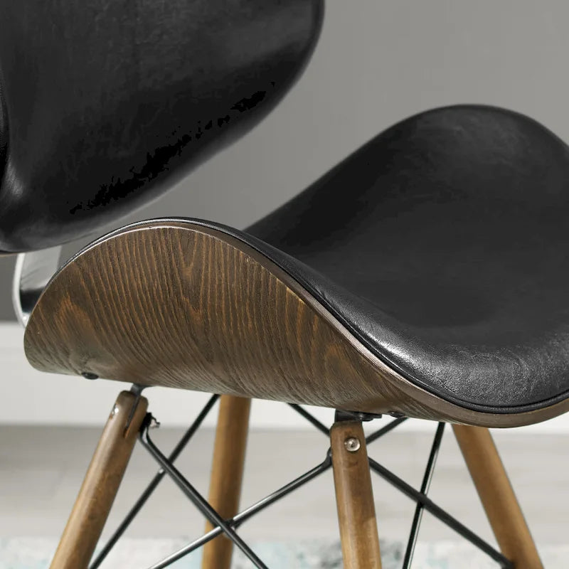 Fauteuil d'appoint Mid-Century – Beige / Gris Foncé / Bleu Canard, Cuir reconstitué, 1 à 2 places