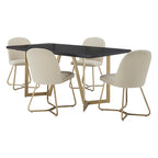Ensemble de salle à manger rectangulaire Noir et Or (4 places / 6 places / Table seule)