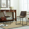 Chaise de salle à manger sans accoudoirs en similicuir, lot de 2 – Marron / Gris / Blanc