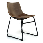 Chaise de salle à manger sans accoudoirs en similicuir, lot de 2 – Marron / Gris / Blanc