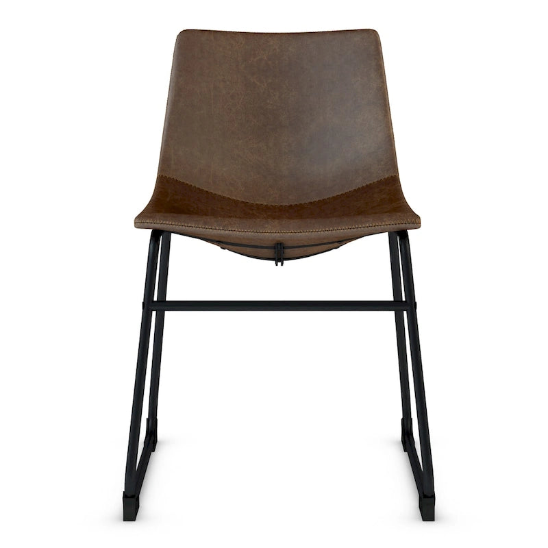 Chaise de salle à manger sans accoudoirs en similicuir, lot de 2 – Marron / Gris / Blanc