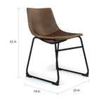 Chaise de salle à manger sans accoudoirs en similicuir, lot de 2 – Marron / Gris / Blanc