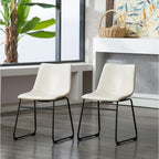 Chaise de salle à manger sans accoudoirs en similicuir, lot de 2 – Marron / Gris / Blanc