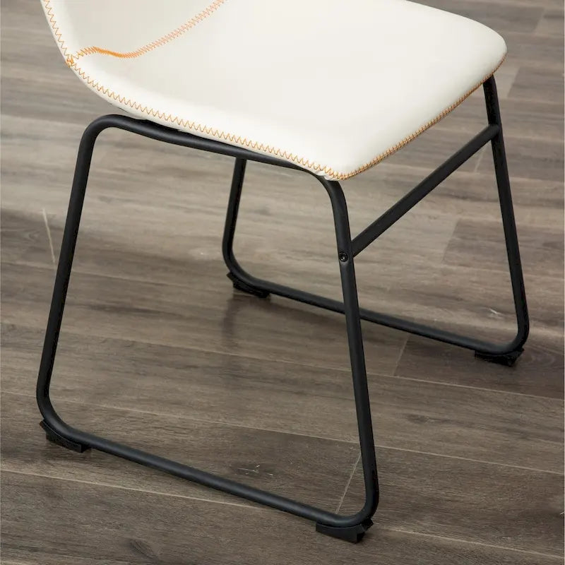 Chaise de salle à manger sans accoudoirs en similicuir, lot de 2 – Marron / Gris / Blanc