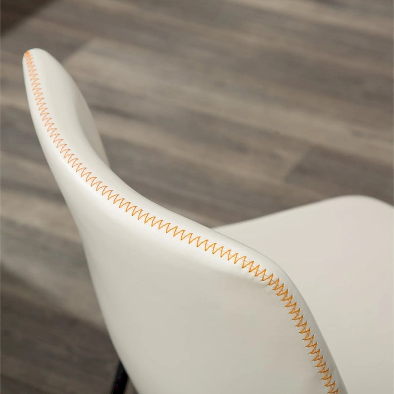 Chaise de salle à manger sans accoudoirs en similicuir, lot de 2 – Marron / Gris / Blanc