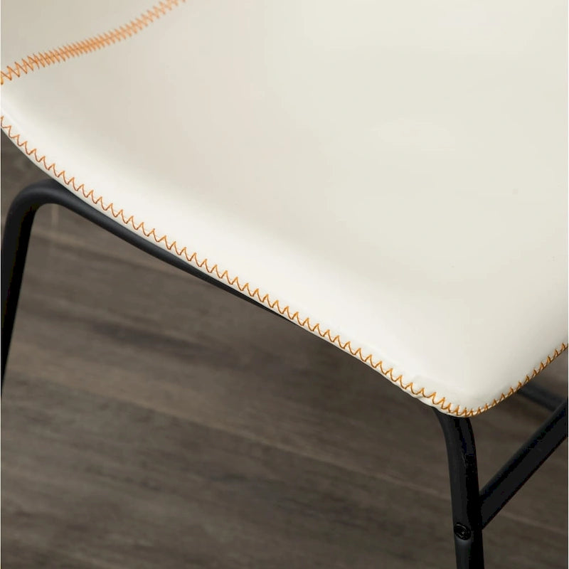 Chaise de salle à manger sans accoudoirs en similicuir, lot de 2 – Marron / Gris / Blanc