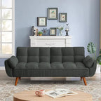 Canapé-lit convertible futon – 2 places, dossier réglable (gris foncé / gris clair / vert / beige / jaune)