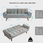 Canapé-lit convertible futon – 2 places, dossier réglable (gris foncé / gris clair / vert / beige / jaune)