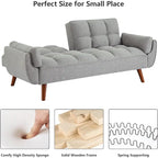 Canapé-lit convertible futon – 2 places, dossier réglable (gris foncé / gris clair / vert / beige / jaune)