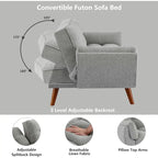 Canapé-lit convertible futon – 2 places, dossier réglable (gris foncé / gris clair / vert / beige / jaune)