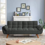 Canapé-lit convertible futon – 2 places, dossier réglable (gris foncé / gris clair / vert / beige / jaune)
