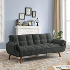 Canapé-lit convertible futon – 2 places, dossier réglable (gris foncé / gris clair / vert / beige / jaune)