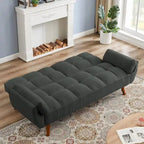 Canapé-lit convertible futon – 2 places, dossier réglable (gris foncé / gris clair / vert / beige / jaune)