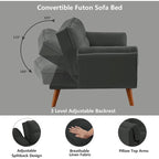 Canapé-lit convertible futon – 2 places, dossier réglable (gris foncé / gris clair / vert / beige / jaune)
