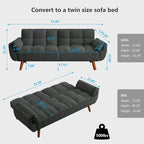Canapé-lit convertible futon – 2 places, dossier réglable (gris foncé / gris clair / vert / beige / jaune)