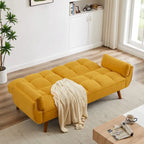 Canapé-lit convertible futon – 2 places, dossier réglable (gris foncé / gris clair / vert / beige / jaune)