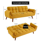 Canapé-lit convertible futon – 2 places, dossier réglable (gris foncé / gris clair / vert / beige / jaune)