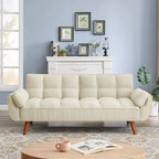 Canapé-lit convertible futon – 2 places, dossier réglable (gris foncé / gris clair / vert / beige / jaune)