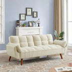 Canapé-lit convertible futon – 2 places, dossier réglable (gris foncé / gris clair / vert / beige / jaune)