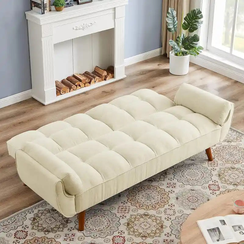 Canapé-lit convertible futon – 2 places, dossier réglable (gris foncé / gris clair / vert / beige / jaune)