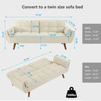 Canapé-lit convertible futon – 2 places, dossier réglable (gris foncé / gris clair / vert / beige / jaune)