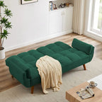 Canapé-lit convertible futon – 2 places, dossier réglable (gris foncé / gris clair / vert / beige / jaune)