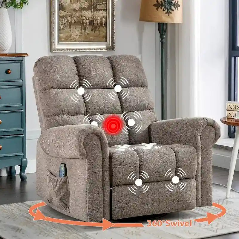 Fauteuil inclinable, pivotant et basculant manuel couleur Chameau/Blanc, une place