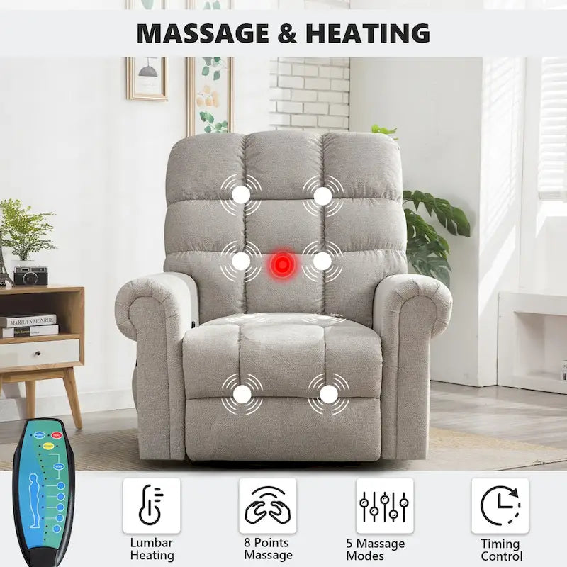 Fauteuil inclinable, pivotant et basculant manuel couleur Chameau/Blanc, une place