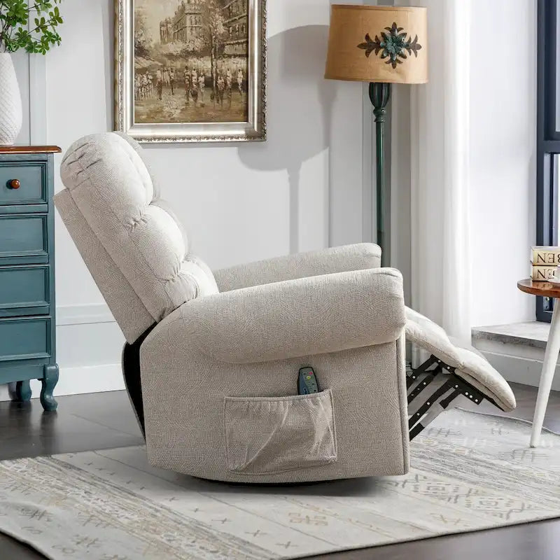 Fauteuil inclinable, pivotant et basculant manuel couleur Chameau/Blanc, une place