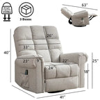 Fauteuil inclinable, pivotant et basculant manuel couleur Chameau/Blanc, une place