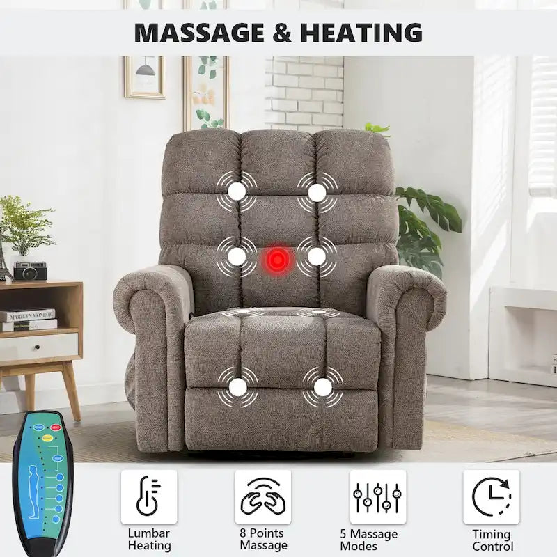 Fauteuil inclinable, pivotant et basculant manuel couleur Chameau/Blanc, une place