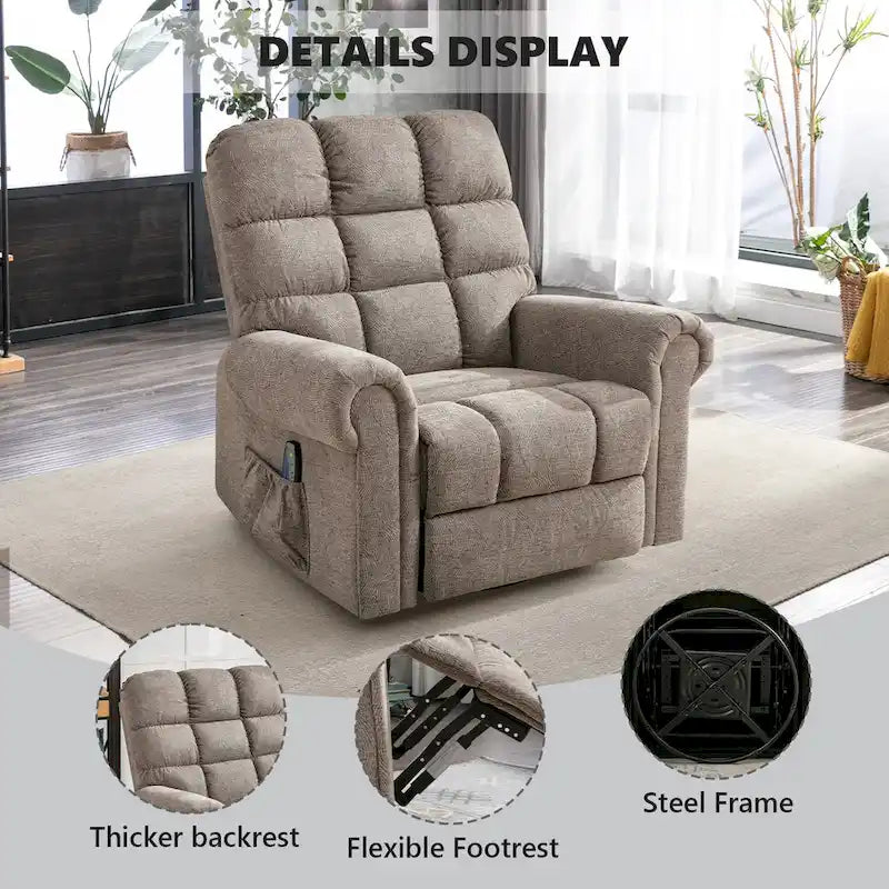 Fauteuil inclinable, pivotant et basculant manuel couleur Chameau/Blanc, une place