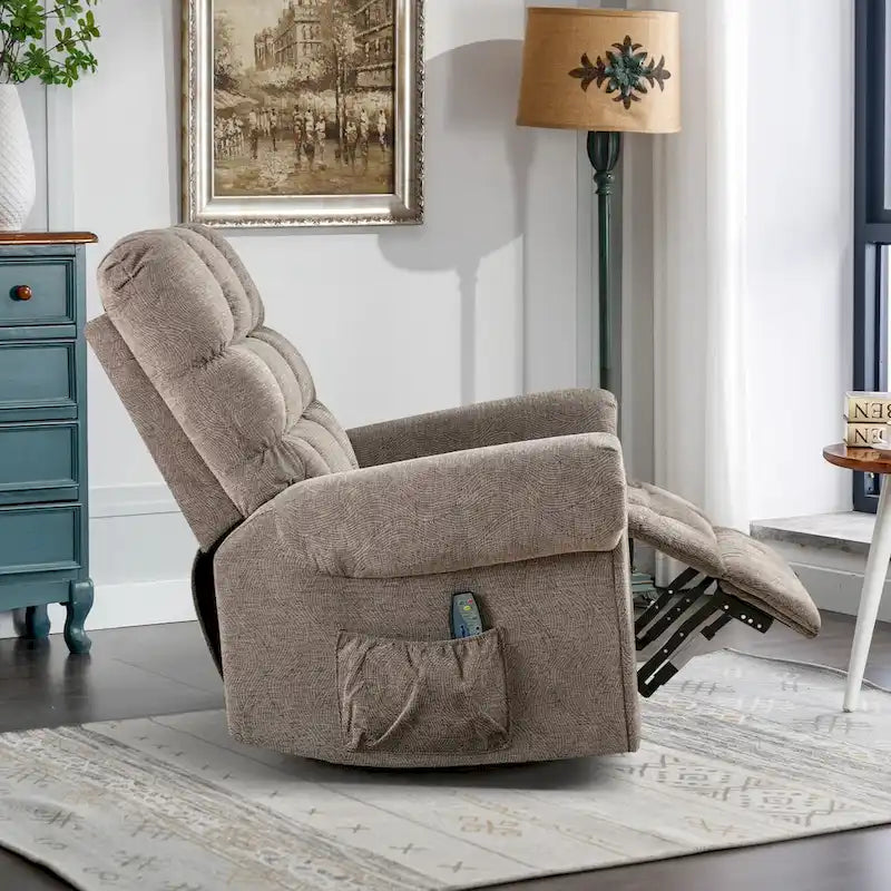 Fauteuil inclinable, pivotant et basculant manuel couleur Chameau/Blanc, une place